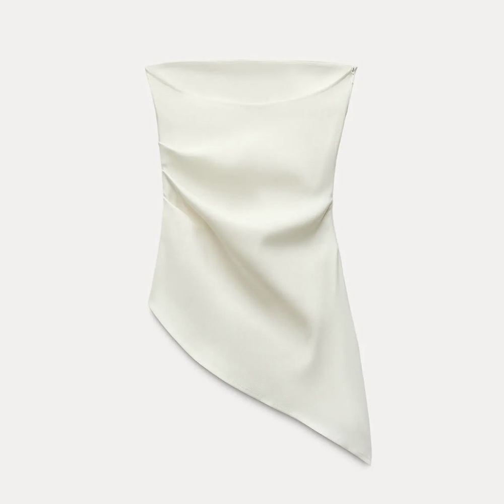 Zara White Asymmetrical Mini Skirt